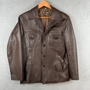 Vintage Echtes Leder Cownappa Leather Jacket Chocolate Brown size EU 50 US 40